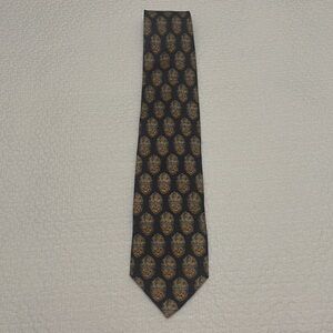 Valentino Classic Charcoal/Black & Tan Silk Tie—Great!! Excellent Condition!
